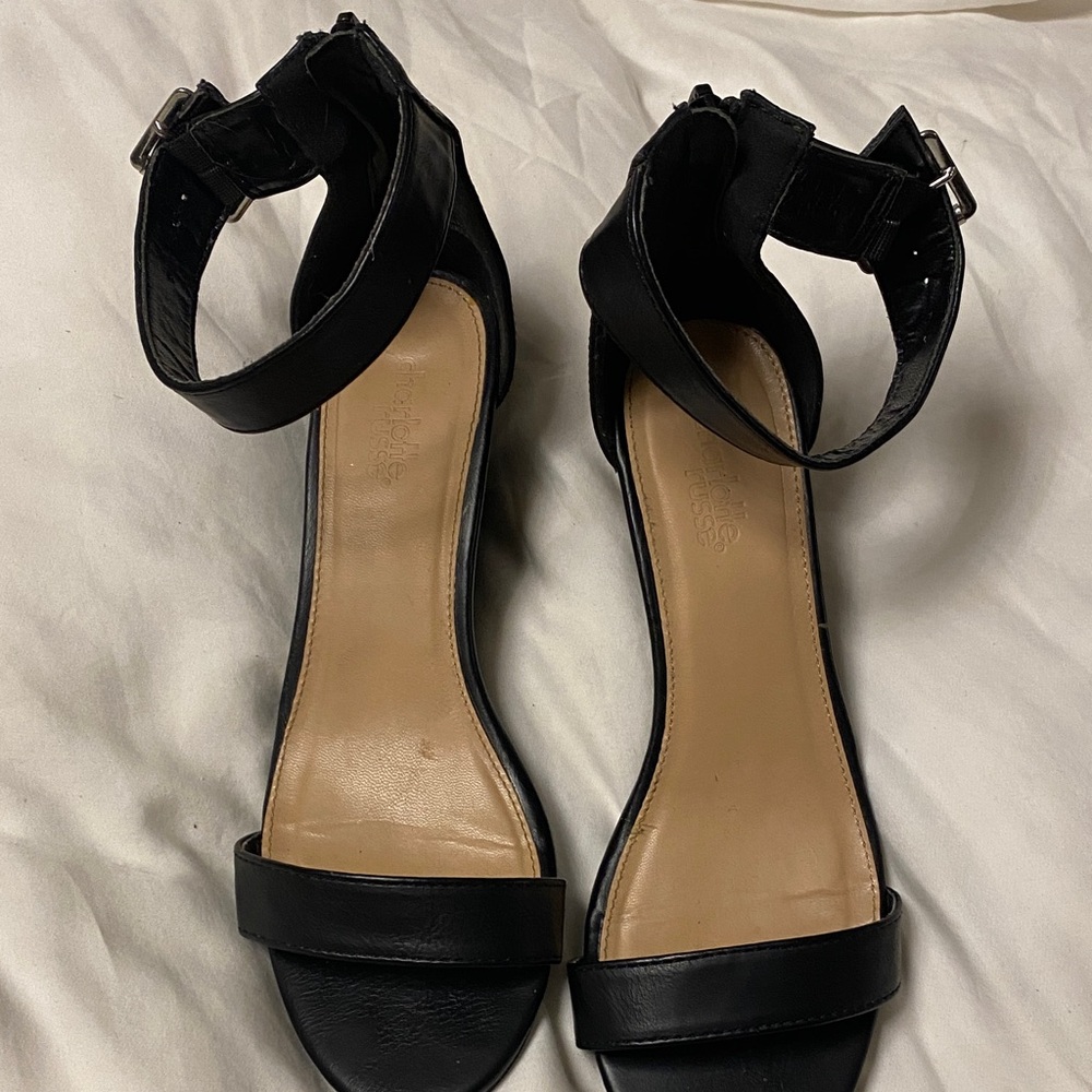 Charlotte Russe Black Ankle Strap Heels
